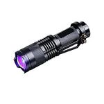 JOYLIT Small LED Torch Blacklight, Battery Powered Handy Mini Flashlight Waterproof with 3 Modes and Adjustable Focus, Lightweight Pocket Clip Torch for Camping (AA or 14500 Battery NOT Include)