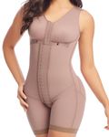 DPRADA Fajas 11215 Full Body Shaper Post Surgery Abdomen Compression Garment with Bra - brown - Large