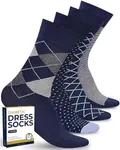 Pembrook Diabetic Dress Socks for Men - 4 Pairs Odor Free Stylish Diabetic Socks for Men Work | Mens Diabetic Socks Casual