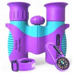 Kids Binoculars Purple 8x21 - Girls Gift Age 3-12, Shockproof Compact Binoculars for Kids with High Resolution Optics for Bird Watching, Stargazing, Hunting, Hiking, with Case, Neck Strap