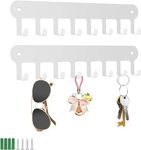 DGHOME 2 Pack Key Holder for Wall, Key Hooks Self Adhesive with 8 Hooks, White Key Hook No Drill for Bathroom, Kitchen, Living Room