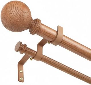 TANGWIN Wood Double Curtain Rods for Windows 66 to 120:Boho Wooden Double Rod Curtain Rods for Farmhouse Livingroom Bedroom 1Inch Heavy Duty Adjustable Dual Curtain Rod Decorative Imitation Wood Grain