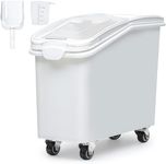 DWVO 27 Gal Large Ingredient Storage Bin, Flour Rice Food Storage Containers Bin with 500 Cups, Commercial Bins with 360° Wheels, Scoop and Lid for Kitchen, White