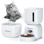 Sandpoy Automatic Cat Feeder and Water Dispenser, 3L Cat Food Dispenser with Locking Lid, Timed Cat Feeder for Dry Food, Portion Control, 4 Daily Meals, Pet Feeder for Cats and Puppies (White)