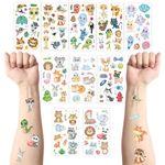 10 Sheets Animal Temporary Tattoos for Kids,Waterproof Fake Tattoos,Kids Cartoon Animal Tattoo Stickers for Boys Girls Children's Tattoo Stickers Birthday Loot Party Bag Filler Favors (Animal Tattoos)