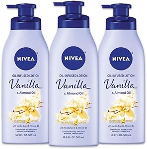 NIVEA Vanilla and Almond Oil Infused Body Lotion, 50.7 Fl Oz, Pack of 3