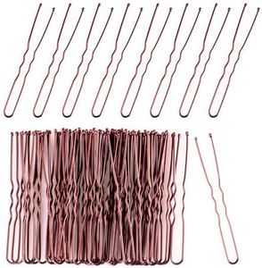 FVOLREM Bobby Pins, 200 PCS U Shaped Brown Hair Pins, 2.4 Inch for Buns & Updos, Non-Slip Hair Pins for Women & Girls, French Twists, Buns & Waved Hairstyles