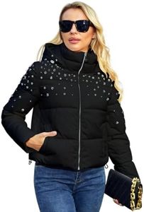 MODERN BUBBLE Puffer Jacket Womens Thickened Down Jacket with Diamonds Lightweight Winter Coats for Women