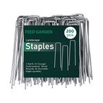 FEED GARDEN 6 Inch 200 Pack Galvanized Landscape Staples 11 Gauge Anti-Rust Garden Stakes Landscaping Fabric SOD Pins Yard Stakes for Christmas Decoration Weed Barrier Fabric