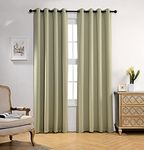 HOME UTSAV 2 Piece Faux Silk 100% Opaque Blackout Curtains for Long Door 8 Feet, Olive Green (Olive Green, 8 Feet (2Pc))