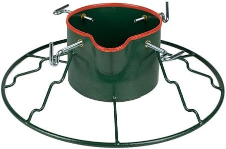Yard Butler The Perfect Christmas Tree Stand, SH-9EZI - Durable Christmas Tree Stand for Holidays - Leakproof - Power-Coated Steel - Stable Base - Easy to Assemble - EZ Spout, Green/Red, 6'-11' Trees