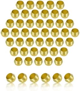 MuHize Brass Compression Fitting - 3/8" Tube OD Compression Sleeves Ferrules Brass Compression Tube Fitting Assortment Kit for Air Water Gas Pipe (Pack of 50)