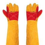 Thicken Welding Gloves -24in Extra Long Sleeves Leather Heat Resistant Safety Gloves Working Protect Gloves, Fireplace Gardening Gloves (24in/60cm)