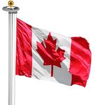 BRUBAKER Flagpole Set with Canada Flag, Solar Lights and Golden Ball Topper - 6 m (20 Ft) In-Ground Aluminum Pole, 90 x 150 cm (3 x 5 Ft) Canadian Flag and Solar Powered Automatic Flagpole Light