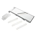 Benriner Japanese Mandolin Vegetable Slicer 9.5cm, White: 3 Interchangeable Stainless Steel Blades & Safety Guard, Handheld Mandolin Slicer for Shredding, Slicing & Julienning Fruit & Veg, BN-95W