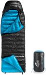 Naturehike 220×85cm CW400 Ultra light down sleeping bag Adult mummy camping sleeping bag 650FP -11℃—6℃ With waterproof compression bag Suitable for hiking/cycling/camping Blue-black