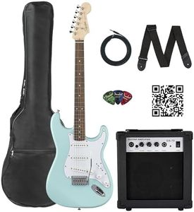 Fender Squier Stratocaster Electric Guitar - Daphne Blue Bundle with Amplifier, Gig Bag, Cable, Strap, Picks, and Austin Bazaar Instructional Video