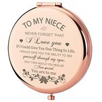 Niece Gifts Compact Mirror for Niece from Aunt, Rose Gold Niece Compact Mirror, Birthday Gifts for Niece from Aunt Uncle for Niece’s Birthday, Graduation Wedding Anniversary Christmas