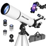 MEEZAA Telescope for Adults Astronomy, 80mm Aperture 600mm Refractor Telescope for Kids & Beginners, Fully Multi-Coated Optics High Transmission Telescopes with Tripod & Phone Adapter & Carrying Bag