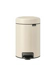 Brabantia - NewIcon Pedal Bin 3L - Small Waste Bin for Bathroom or Toilet - Soft Closing Lid - Light Pedal Operation - with Removable Inner Bucket - Non-Slip Base - Soft Beige - 17 x 24 x 26 cm