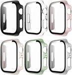 YUESAKA 6 Packs Case for 41mm Apple Watch Series 9 Series 8 Series 7 Screen Protector,Hard PC Protective Bumper with Tempered Glass Film and Ultra Thin Face Cover for Iwatch 41mm Series 9/8/7