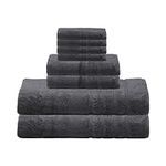 Mosobam 700 GSM Luxury 8pc Extra Large Bathroom Set, Charcoal Grey, 2 Bath Towels Sheets 35X70 2 Hand Towels 16X30 4 Face Washcloths 13X13, Turkish Towel Sets, Dark Gray, Viscose Made from Bamboo