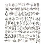 SYGA 100 Pieces Mixed Charms Pendant Charms Craft Supplies for Earrings Necklace Bracelet Jewellery DIY Making (Silver-003)