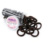 HOYOLS Soft Seamless Hair Ties, Dark Brown Stretch Cotton Hair Bands Ponytail Holder for Women Thick Hair, No Slip No Damage No Pull Scrunchies Headbands 100 Pcs (Espresso)