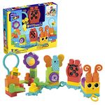 MEGA BLOKS Fisher-Price Sensory Building Blocks Toy, Move n Groove Caterpillar Train with 30 Pieces and Pull String, Toddlers Age 1+ Years, HKN44