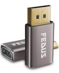 FEDUS 4K@60Hz DisplayPort to HDMI Adapter Uni-Directional DP 1.4 Computer to HDMI 2.0 Screen(Male to Female) Display Port Male DP to HDMI Female DP to HDMI cable/Video Converter DP PC to HDMI Pack-2