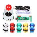 EG STARTS Zero Delay USB Encoder To PC Games Red Joystick + 10x LED Illuminated Push Buttons For Arcade Joystick DIY Kits Parts Mame Raspberry Pi 2 3