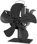 YESBO Heat Powered Wood Stove Fan, 5-Blade Fireplace Fan With Magnetic Thermometer, Non-Electric Silent Fan for Wood Burning/Pellet/Log Burner/Fireplace-355