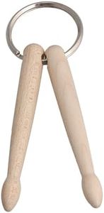 BQLZR 90mm Mini Natural Wood Keychain Drum 2 Sticks Drumsticks Percussion Key Ring Chain Keyrings