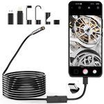 Lightswim 1920P Endoscope Snake Inspection Camera, Type C Borescope, Scope Camera with 8 LED Lights for Android and iOS Smartphone, iPhone, iPad, Samsung (16.5 FT/5M)