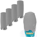 [4 Pack] Leak Proof Sleeves for Travel - Travel Bottle Sleeve for Toiletries & Food - Elastic Sleeves for Leak Proofing Travel Accessories Liquid - Elastic Sleeve for Leak Proof Travel Bottles (Grey)