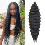 Ainimiu Ocean Wave Crochet Hair 22 Inch 5 Packs Deep Wave Curly Braiding Hair Extensions Synthetic Curly Crochet Hair For Black Women