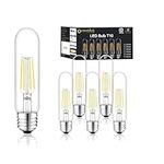 NOVELUX 5 Inch Edison Bulb, 6000k Neutral White E26 Led Bulb 60 Watt Dimmable,6W T10 Bulb Clear Glass Long Tubular Light Bulbs,T9 Bulbs for Bathroom Vanity Light,Wall Sconces,Pendant(6 Pack)