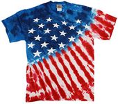 Liquid Blue USA Tie Dye Part American Flag T-Shirt White, Blue, XX-Large