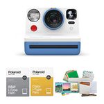 Polaroid Originals Now Viewfinder i-Type Instant Camera (Blue) Bundle with Color & B&W Instant Films and Reusable Vintage Photo Accessory Kit - Perfect photography gift for kids and teens (4 Items)