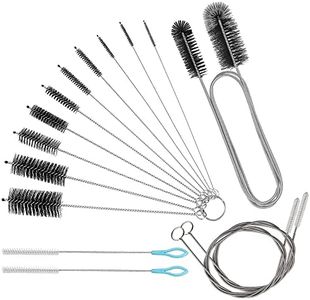 BYTRON Bytron 15pcs Long Pipe Cleaner Set, Extra Long Flexible Tube Cleaning Brush Fridge Cleaning Tool Stainless Steel Straw Nylon Cleaning Brush in Different Size White