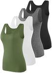 Vislivin Basic Tank Tops for Women Undershirt Tanks Tops Lightweight Camis Tank Tops 4 Pack Black/Gray/White/Army Green XXL