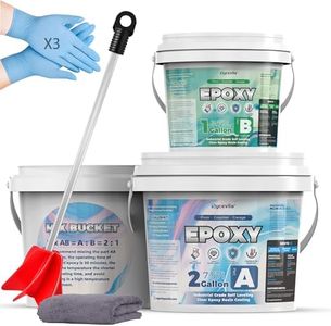 3 Gallon Kit Clear Epoxy Resin Coating with Full Mixing Tools, Self Leveling Industrial Epoxy Resin Kit for Concrete Floors & Countertops, 100% Solids Durable Garage Floor Paint for Repair