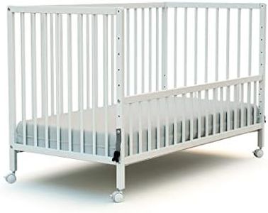 WEBABY - Lit bébé cododo en bois avec roulettes 60x120cm LIO | Blanc | Bois massif | Dès la naissance | Réglable en hauteur | Lit à barreau cododo | Sommier à lattes