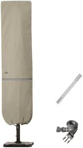 Garden Balsam Patio Umbrella Cover with Rod for 7 to 11 Ft Umbrellas & 15 Ft Double-Sided Umbrellas, Fade Resistant, Protective Waterproof Cover with Zipper Desert Khaki