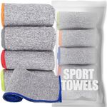 Vnoss Microfiber Quick Dry Gym Towel, Silver ION Odor-Free Absorbent Fiber, Fast Drying, Men & Women Workout Gear for Body Sweat, Working Out, Towels, 5 Pack,16 * 26.8Inch