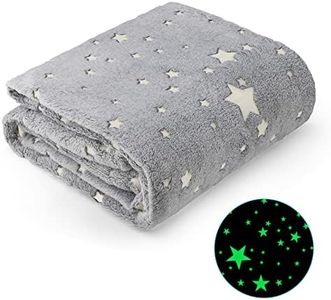 Ranedo Couverture phosphorescente pour Enfants Couverture Confortable en Flanelle Polaire Motif étoiles Couverture Toutes Saisons Couverture de Noël, d'anniversaire 190x150 cm Gris