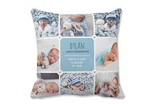 Pixelkari Personalized Photo Pillow and Cushion with Names (16x16 inches) (White, 8 Pictures Theme)