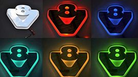 24/7 AUTO 24V RGB LED silver plate mirror sign V8 for Scania trucks red blue green 540 x 460 mm
