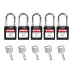 Boviisky 5 Black, Keyed Alike, 1 Keys Per Lock, OSHA Compliant Lockout Tagout Locks