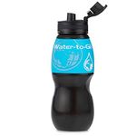 WATER TO GO Guaranteed Leakproof Filter Water Bottle with replaceable 3 Stage Filter which removes 99.99% of Bacteria & Contaminents and Improves Taste - Hiking, Camping & Travelling - BPA free, 75cl (BLUE)